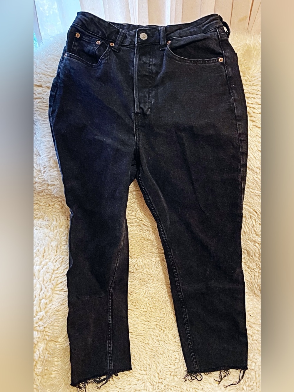 H&M Women's Black Bootcut Jeans with Raw Hem